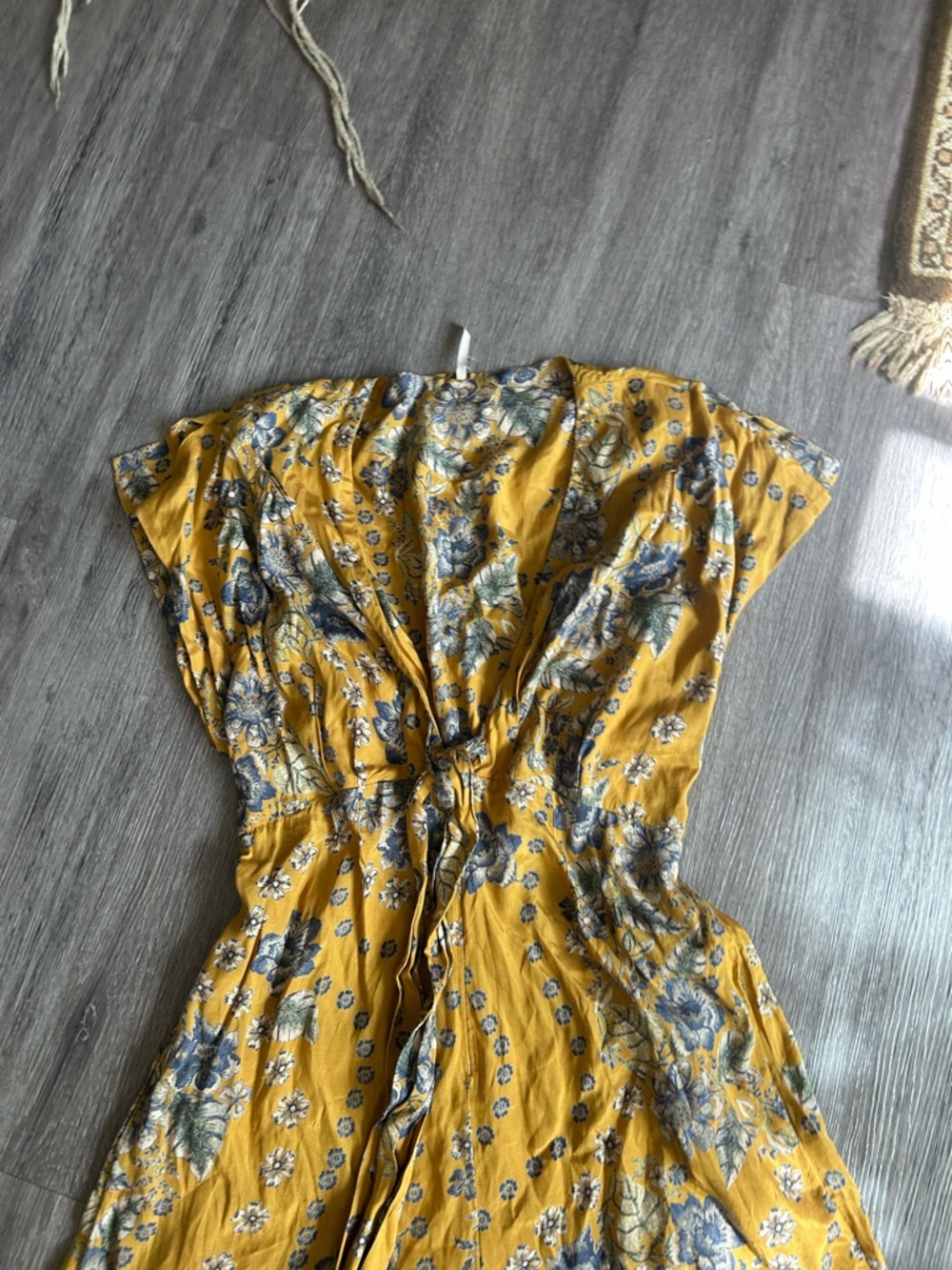 Free People Mustard Yellow Floral Wide-Leg Jumpsuit - Picture 3 of 10